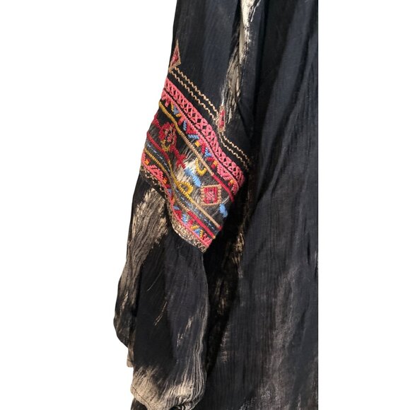 Calessa Womens XL Tunic 3/4 Sleeve Artsy Colorful Boho Tunic Wearable Art - Picture 4 of 10